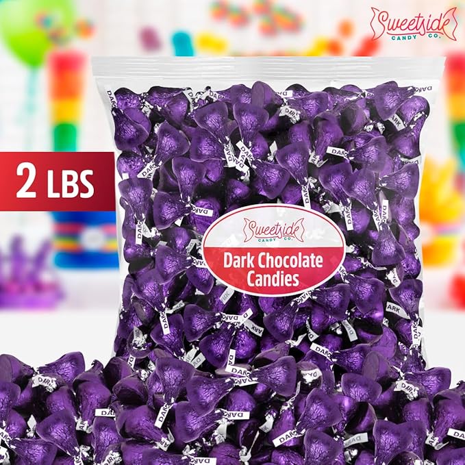 Kisses Special Dark Chocolate - 2 LB (Approx. 200 pcs) - Bulk Individually Wrapped Purple Foil Candy