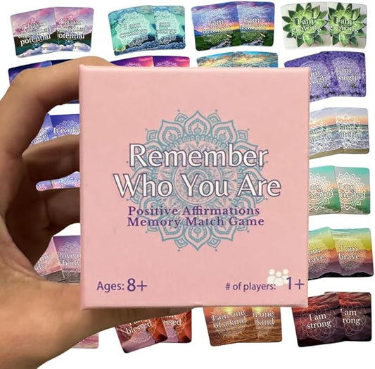 Positive Affirmations Memory Matching Game REMEMBER WHO YOU ARE, Therapy Games for School Counselors and Therapists, Positive Affirmation Cards Game for Adolescents, Teens and Adults