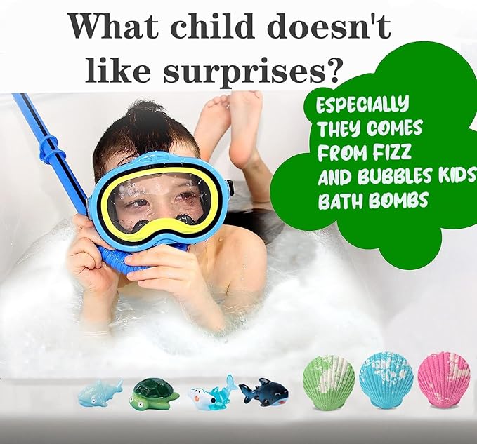 Bath Bombs for Kids with Surprise Marine Animals Inside, 20 Shell Kids Bath Bombs Gift Set, Handmade Bubble Bath Fizzes Bomb for Chrildren Birthday Christmas and Party Favor