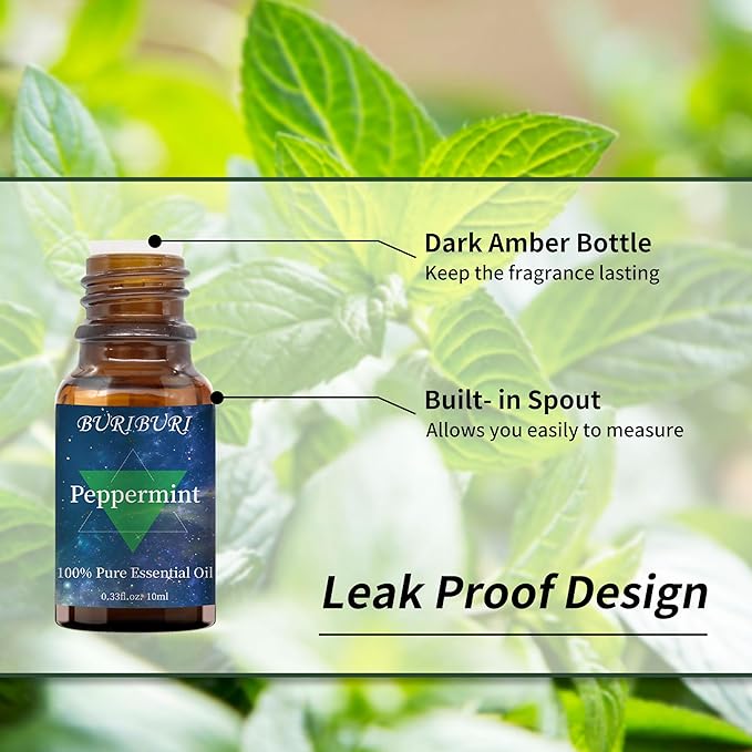 BURIBURI Eucalyptus Oil and Peppermint Essential Oil, 100% Pure, Undiluted, Natural, Organic Aromatherapy Eucalyptus Essential Oils Gift Set, 10MLx2