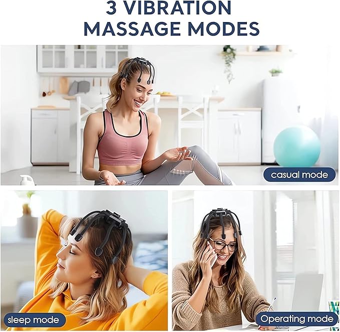 2024 New Scalp Massager, Electric Scalp & Head Stress Relax, 360 Cordless Vibrating Massager - 8 Contacts, 3 Modes (Black)