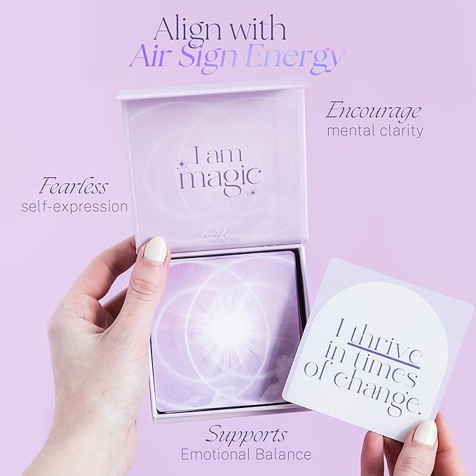 Affirmation Cards for Air Signs - Gifts for Gemini, Libra, Aquarius. Inspirational Card Set with 40 Daily Positive Affirmations, Spiritual Self Care, Zodiac Collection