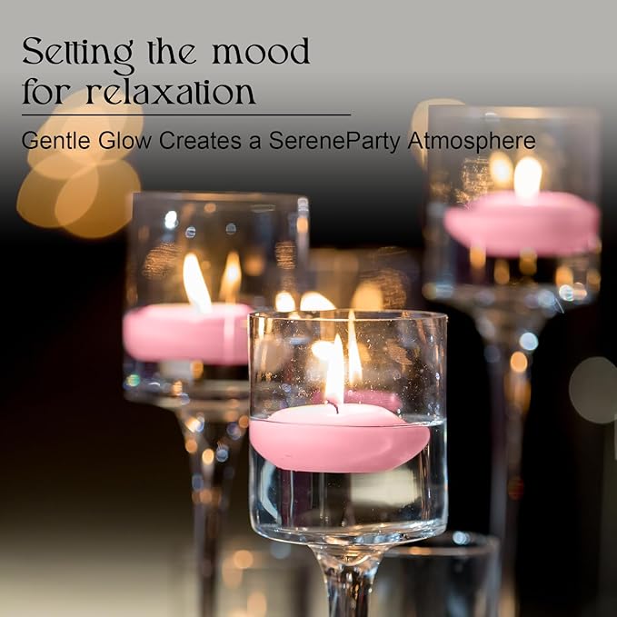 12-Pack 2-Inch Pink Floating Candles - Romantic Decor for Celebrations, and Parties
