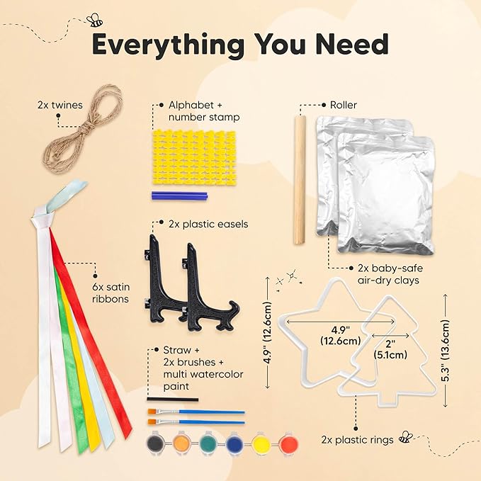 Baby Hand and Footprint Kit - Personalized Newborn Footprint Ornament, Clay Handprint Keepsake, Easy DIY Dog Paw Print Kit, Baby Shower Gifts for Boys, Girls, New Mom Gifts (Christmas)