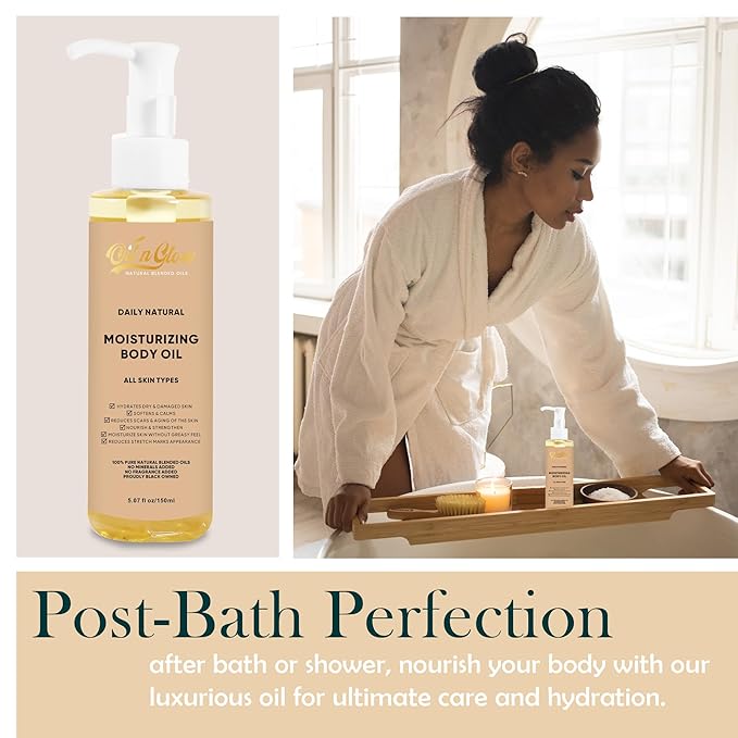 USDA Certified 100% Organic Pure Natural Hydrating Body Oil After Shower With Coconut, Jojoba, Olive & Almond Non-Greasy Moisturizing Oil For Women & Men Dry Skin 5.07 fl oz/150ml - Unscented