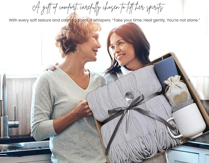 Get Well Soon Gift Basket for Women - Self Care Package - After Surgery, Sympathy Gift for Loss of Loved One, Thinking of You/Mothers Day/Grief/Bereavement/Miscarriage Gifts for Women (Light Gray)
