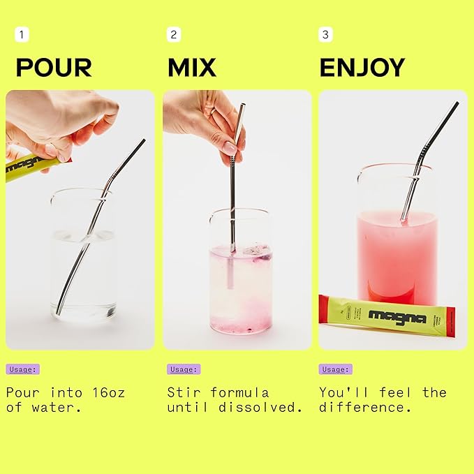 MAGNA Electrolyte Powder Drink Mix for Hydration, Energy & Focus Support with Magnesium L Threonate, Sodium, Potassium, Vitamin D, B6 & B12, Sugar Free, Mint Lemonade Flavor, 14 Servings