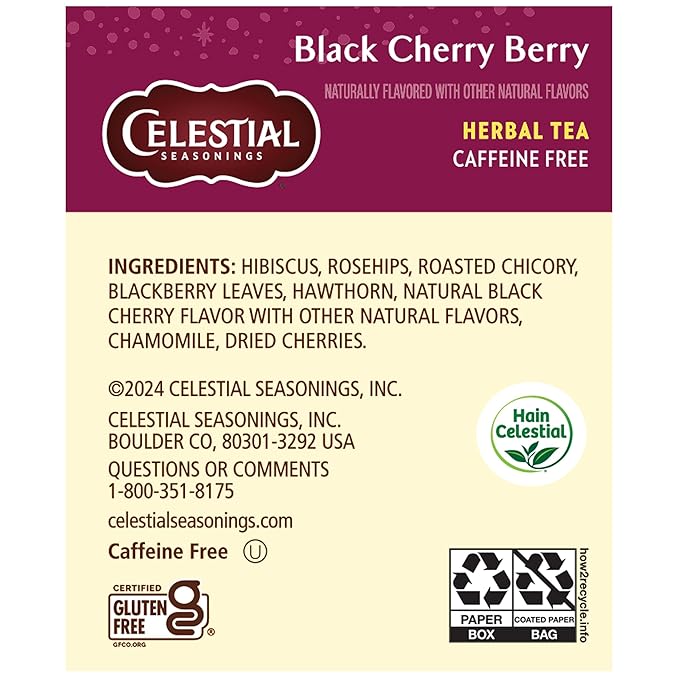 Celestial Seasonings Herbal Tea, Black Cherry Berry, 20 Count (Pack of 6)