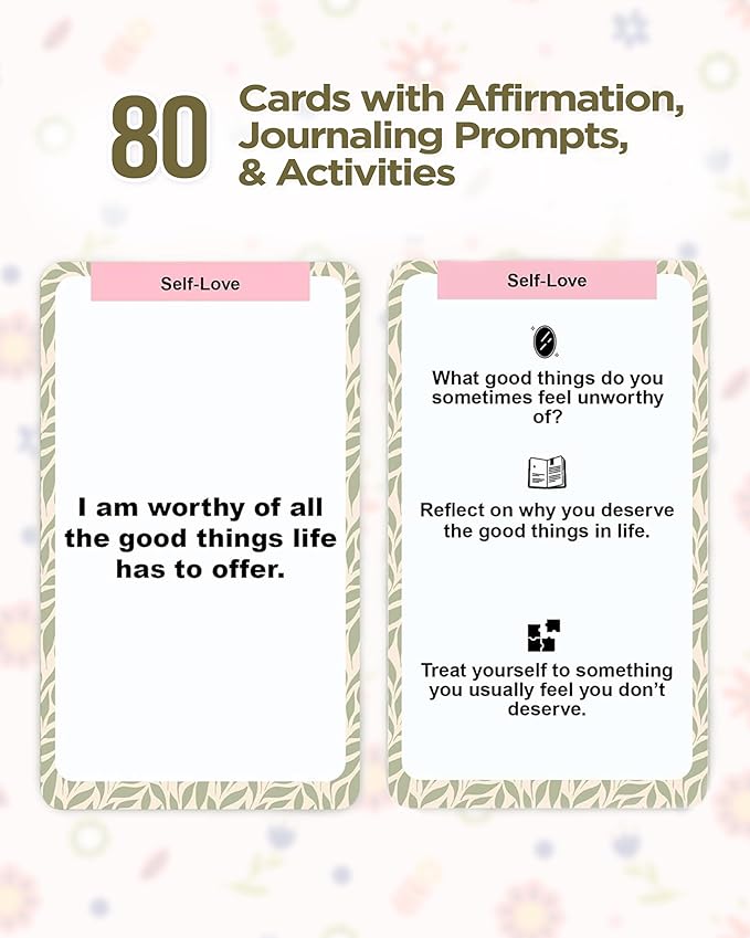 Daily Affirmation Cards for Men & Women, Positive Motivational Mental Health Therapy, Meditation, Less Stress, Self Care, Secret Manifestation & Mindfulness Birthday Gifts with Quotes - 80 Cards Deck