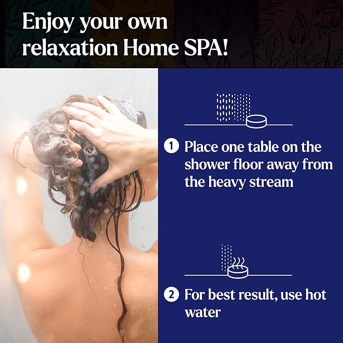 Miracle Made Lavender Aromatherapy Shower Steamers – Essential Oil Shower Bombs for Relaxation, Nasal Relief & Daily Self-Care – 15 Shower Melt Tablets