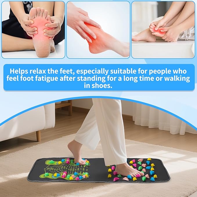 Foot Massage Acupressure Mat,Foot Therapy Anti-Fatigue Pressure Point Massage Mat and Standing and Walking Massage Pad for Stress,Pain and Fatigue Relieve(26 x 13 inches