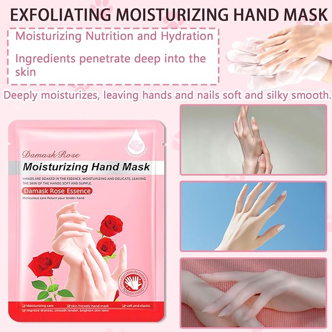 6PCS Hand Masks,Hydrating Hand Masks Moisturizing Gloves Overnight for Dry Cracked Hands,Daily Hand Care Hand Masks Gift Set for Women and Men H