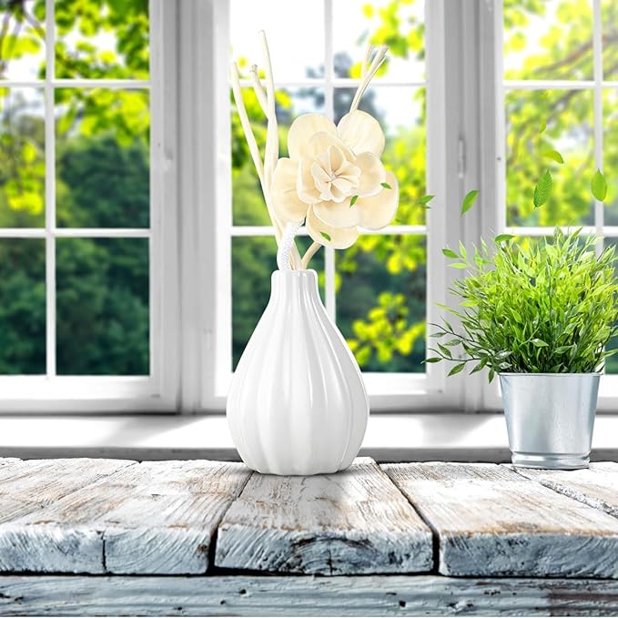 Reed Diffuser Set, Home Fragrance & Decorative Diffuser, Dried Flower Aromatherapy Oil Set, Oil Diffuser Sticks, Ceramic Bottle 5.07 oz(150ml) /1 Pack (JasmineBouquet)