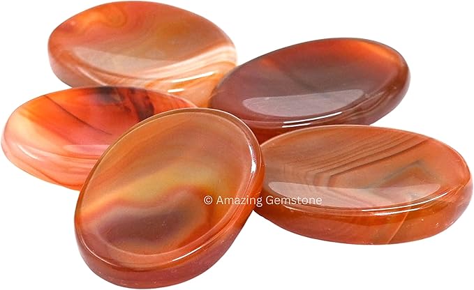Amazing Gemstone Carnelian Worry Stone Crystals and Healing Stones - Stress Relief Gifts - Piedra Crystal Fidget for Meditation, Relaxation - Unique Stocking Stuffers and Birthday Gifts
