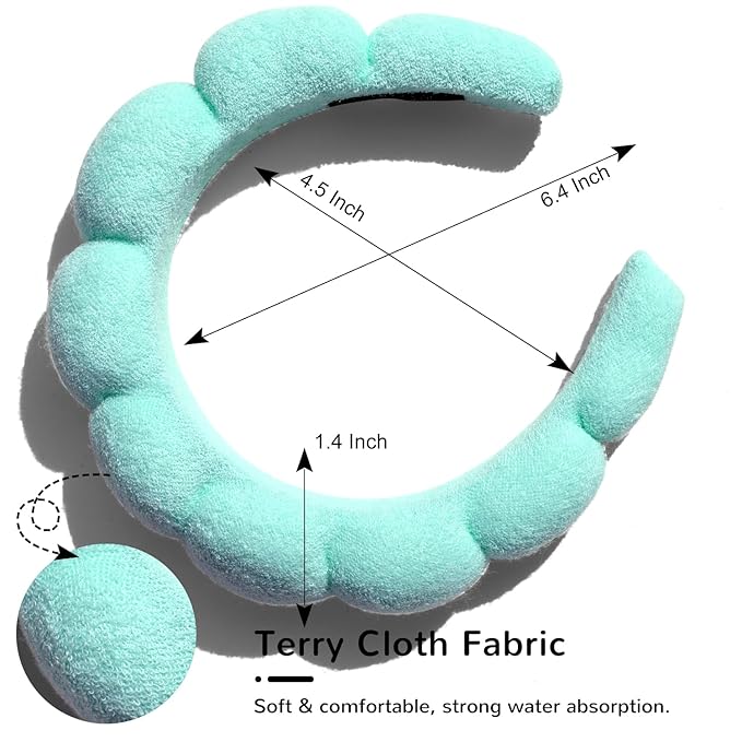 Spa Headbands - Terry Cloth Face Wash, Facial Makeup, Skincare and Mask Treatment Headbands