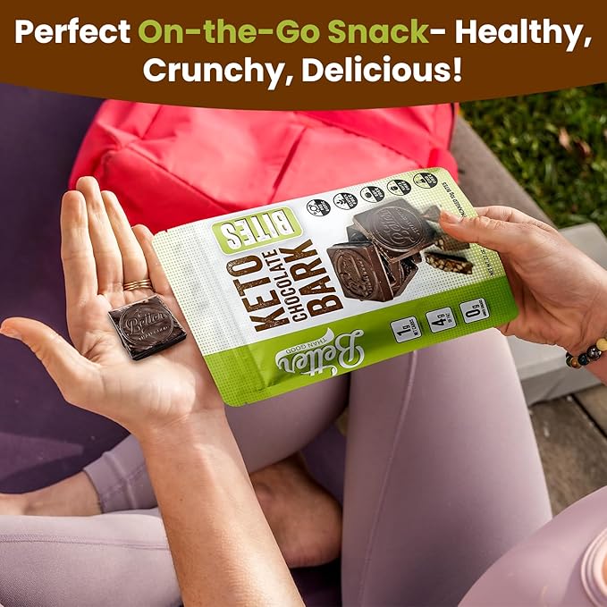 BETTER THAN GOOD Keto Chocolate Bark Bites | Sugar Free high protein Snacks, Low Carb Dark Chocolate Krunch | Gluten Free, Healthy Kids & Diabetic Friendly Snack | Occasion treat | 6 servings per bag (2 Pack)