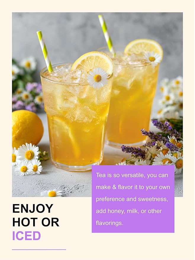 TeeLux Chamomile Lavender Tea Bags, Chamomile & Lavender & Lemon Balm Herbal Tea, Caffeine Free, Soothing & Delightful Aroma, 100 Count