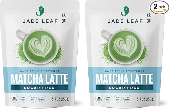 Jade Leaf Matcha Organic Cafe Style Sugar Free Matcha Latte Green Tea Powder, Premium Barista Crafted Mix, Authentically Japanese, 15 Servings (5.3 Ounce Pouch) (Pack of 2)