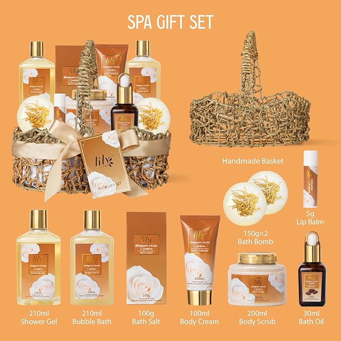 Christmas Gifts for Women - 10-Piece Honey Almond Bath & Body Gift Set for Women Spa Gift Basket Self Care Kit with Bath Bomb & Moisturizers | Mothers Day, Birthday Gifts, All Occasion Holiday Present