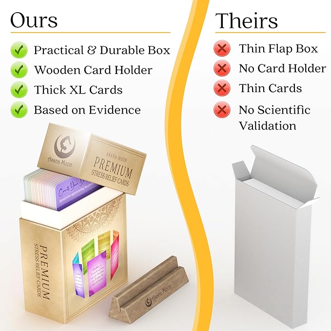 Asana Moon Stress Relief & Self Care Cards with Positive Affirmations - Calming Anti Anxiety Gift with Meditations