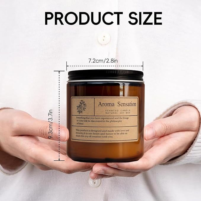 Organic Smoked Vanilla Candles - Non Toxic Soy Candles for Home, Stress Relief & Meditation (7oz)