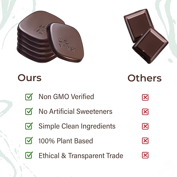 Verse Dark Chocolate Squares Variety Pack - Mint, Sea Salt, Salted Almond w/Low Cane Sugar, High Cacao - Premium Dark Chocolates - Individually Wrapped Chocolate Squares (9 Count, 3 Pack)
