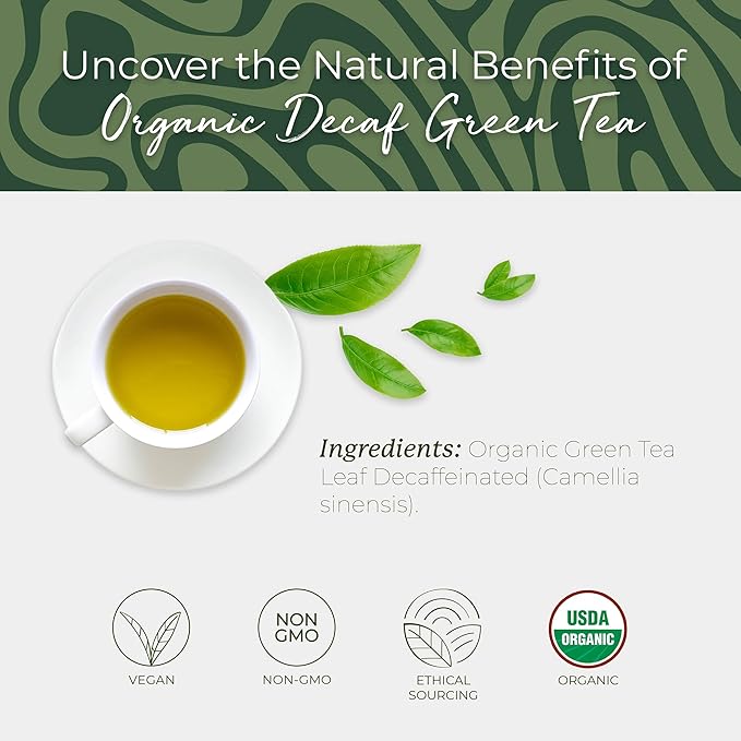 Starwest Botanicals Organic Decaf Green Tea - Decaffeinated Herbal Tea, Caffeine Free Tea with Antioxidant Properties, USDA Organic Green Tea Leaf, Non GMO - Bulk Pack, 100 Tea Bags