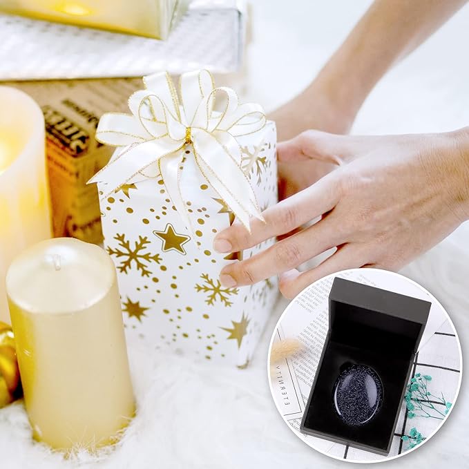 2" Worry Stone Blue Sand Crystal Palm Stones, Healing Goldstone Crystals for Anxiety Meditation, Turmalina Negra Thumb Stone Anxiety Relief Items Gift