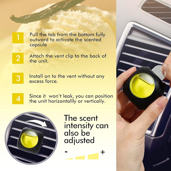 Car Air Fresheners, Vanilla, 6-Pack, 4ml Each, Odor Eliminator