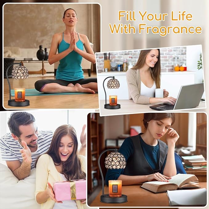 Dimmable Electric Candle Warmer Lamp with Timer Home Decor Wax Melts Warmer for Jar Scented Candles with 2 Bulbs Birthday Gifts for Women Mom Wife