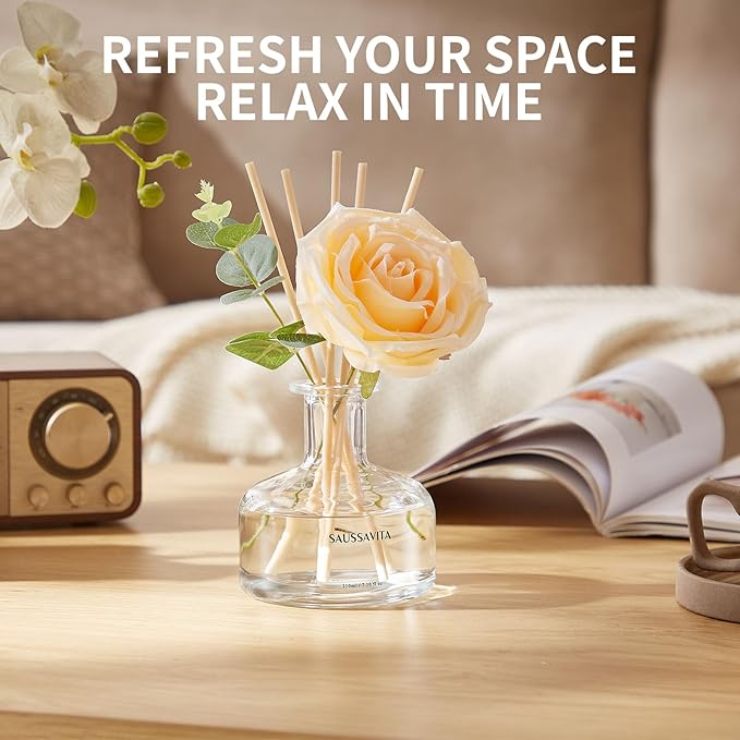 Reed Diffusers Set, 7.10 oz Vanilla Scented Diffuser with 7 Sticks, Long Lasting Home Fragrance for 120 Days, Perfect for Bathroom, Shelf Decor, Air Fresheners