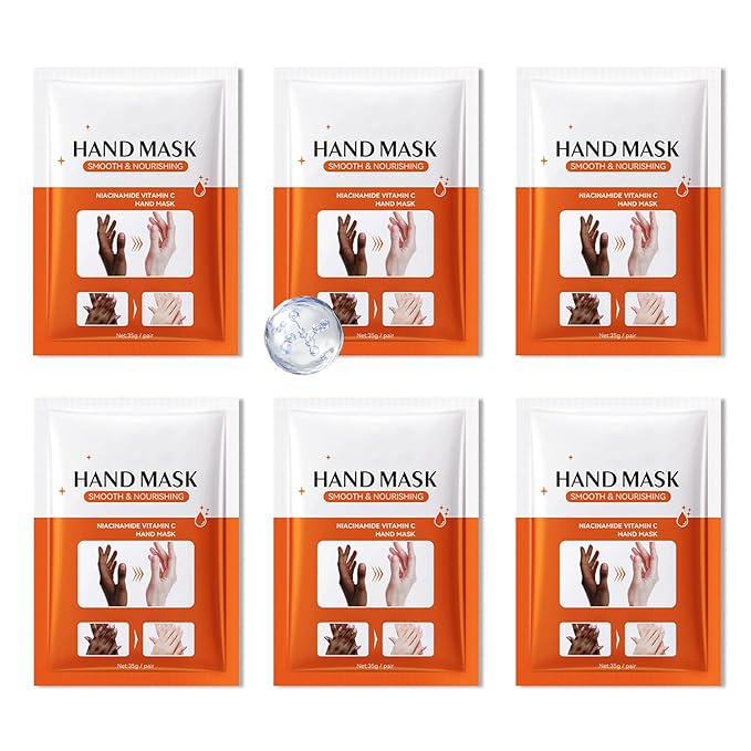 6 Pairs Hand Mask for Dry Cracked Hands,Nourishing Moisturizing Gloves,Hands Moisturizer for Deep Moisturizing,Silky Smooth Moisturizing Gloves,Hand Care Mask Set(F)