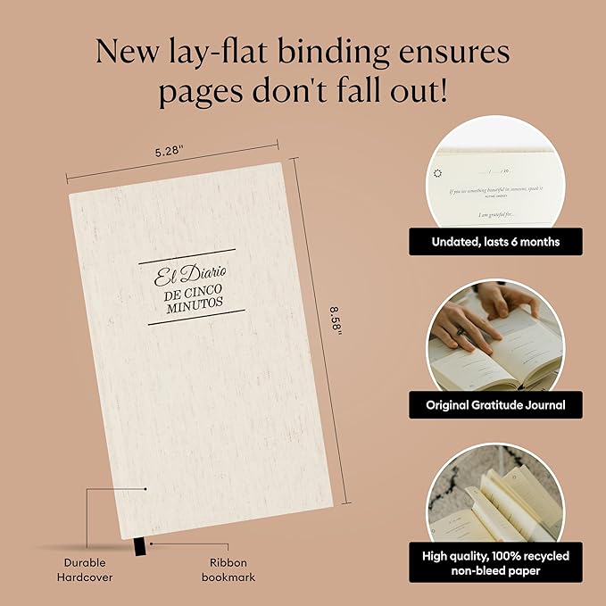 Intelligent Change Spanish Five Minute Journal, Original Daily Gratitude Journal, Reflection & Manifestation Journal for Mindfulness, Undated Daily Journal, Plastic-Free