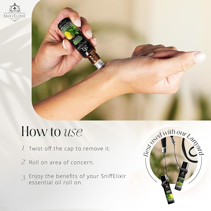 Peppermint Essential Oil Roll On with Hemp Seed Oil, Essential Oils Peppermint to Ease Headaches & Migraine, Used as Headache Stick, Oil Roller - Aromatherapy Gifts for Women and Men