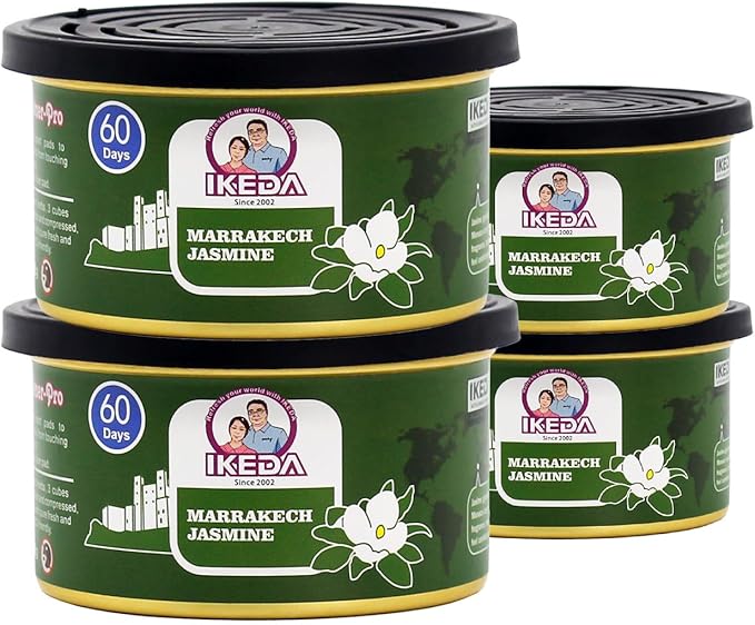 IKEDA Car Air Freshener & Car Odor Eliminator for Auto or Home,Office, 60 Days Long Lasting Scent Cans Freshener, 1.5 Oz Each, 4 Cans, Jasmine