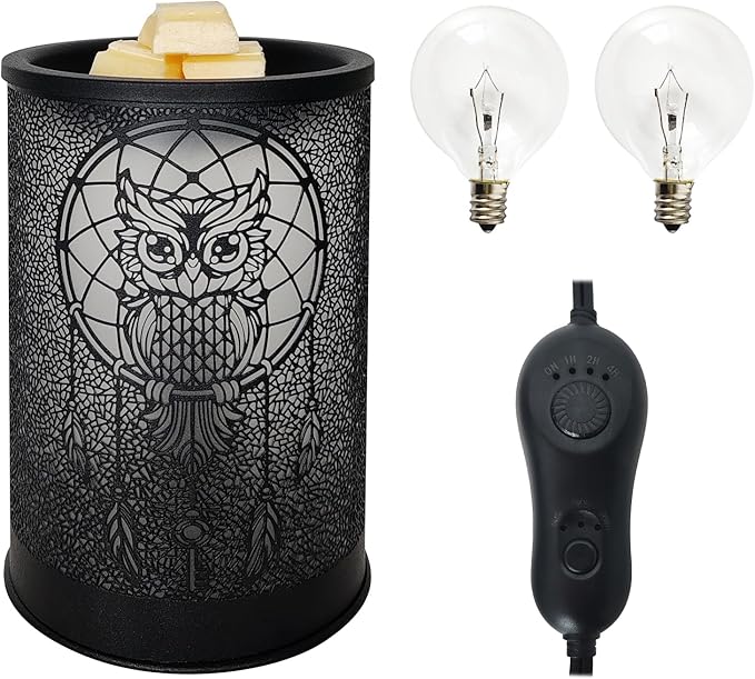 LIFFY Wax Melt Warmer for Scented Wax, Owl Scented Melter, Candle Burner, Fragrance Warmer LED Light, Smokeless Melting, Aromatherapy Essential Oil Diffuser & Night Light