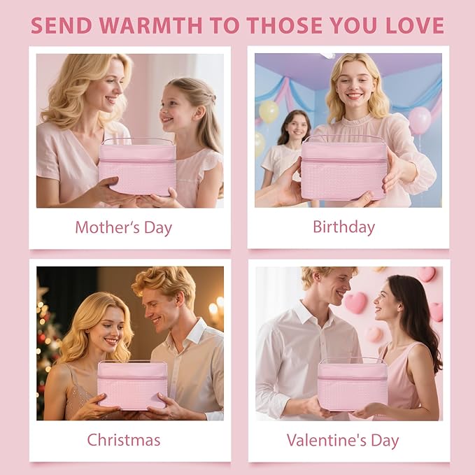 Rose Facial Skin Care Set, 33 Pcs Bath & Body Spa Basket for Women, Beauty Care Kit, Sheet Mask, Makeup Bag, Face Serum, Bath Bomb, Perfume, Christmas, Mother Day, Valentine's, Birthday, Baby Shower