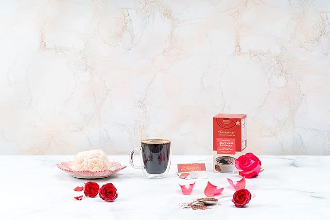 Teeccino Lion’s Mane Rhodiola Rose Mushroom Adaptogen Herbal Tea - Caffeine-Free, 3x More Herbs than Regular Tea Bags, Lightly Sweet from Dates & Figs, Prebiotic - 25 Tea Bags