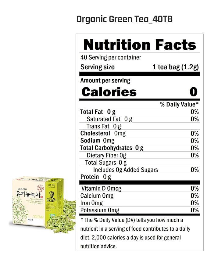 Ssanggye Green Tea 1.2g x 40 Tea Bags, Soft Deep Rich Smooth Clean Taste Premium Korean Herbal Tea Pure Loose Leaf Individually Wrapped Herbtea Perfect Hot & Cold Single Serve for 4 Seasons Made in Korea