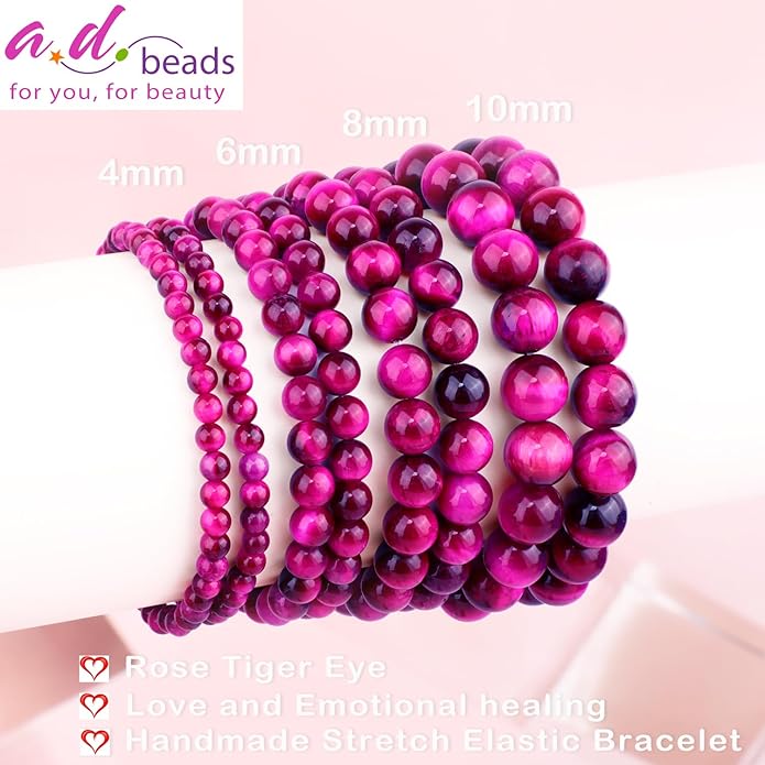 AD Beads 4mm6mm8mm10mm Handmade Bracelet - Natural Gemstone for Peace and Tranquility - Meditation, Yoga, Healing and Energy Gift for Unisex