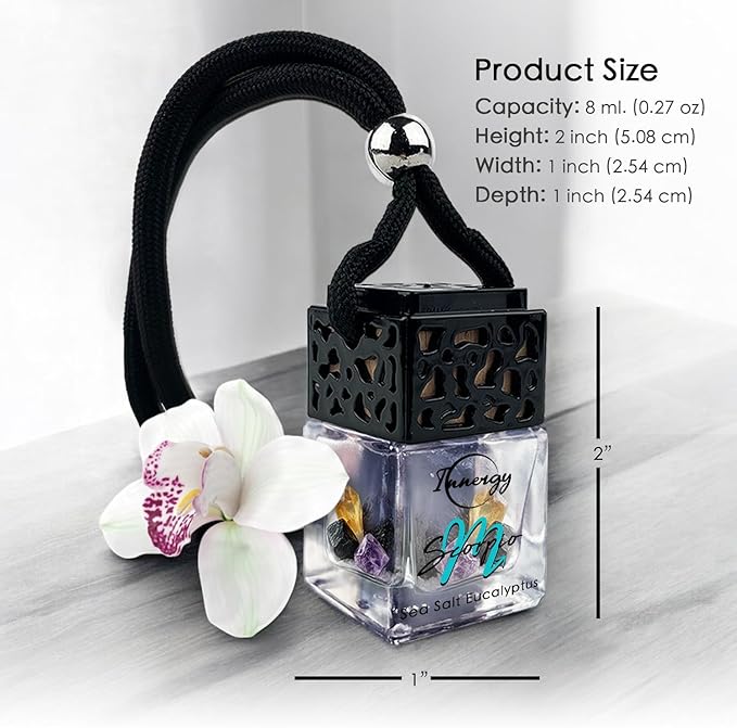 Innergy Scorpio Zodiac Crystal Infused Car Air Freshener - Portable 8 ml. Hanging Essential Oil Diffuser for Vehicle, Long-Lasting Fragrance, Eco-Friendly Design, Freshness On The Go!