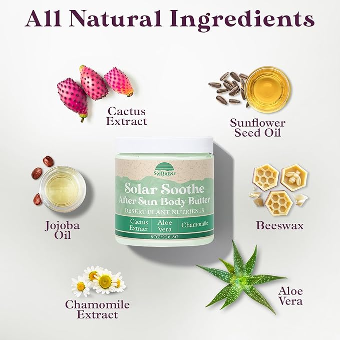 PURPLE CANYON Solar Soothe Whipped Body Butter 8oz | Cactus Blossom Body Lotion Infused with Healing Cactus and Aloe Vera | Natural Body Cream for Sensitive Skin