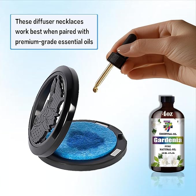 Aromatherapy Diffuser Necklace-Eagles Essential Oil Necklace,Aromatherapy Diffuser Pendant for Men and Women,Portable,Suitable for Yoga,Meditation,Travel,Stress Relief Gift(Black 30mm)