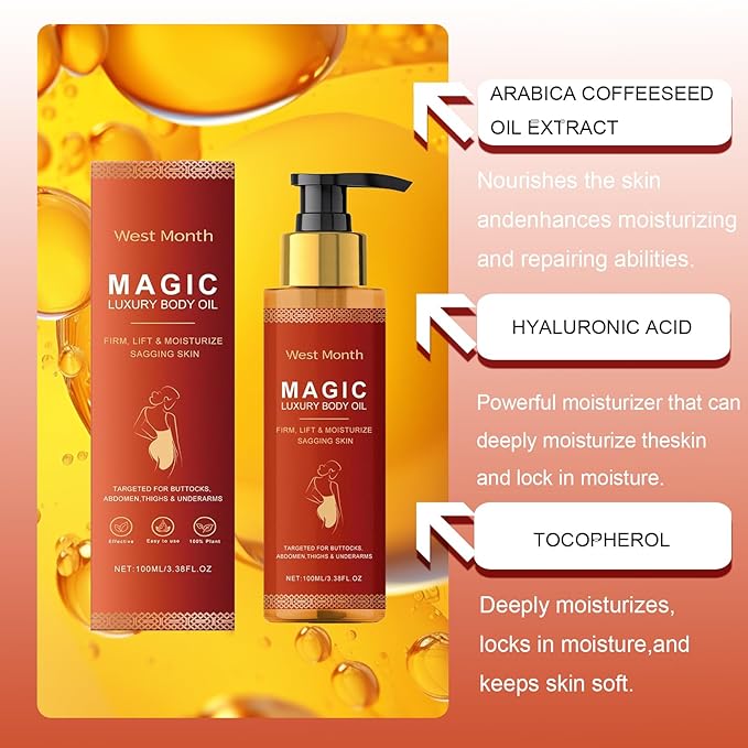 Magic Body Firming Oil, Ultra Hydrating and Firming Skin Magic Luxury Body Oil for Women Full Body Use.It Contains Vitamin E and Plant Essence Glow Oil (1Pcs)