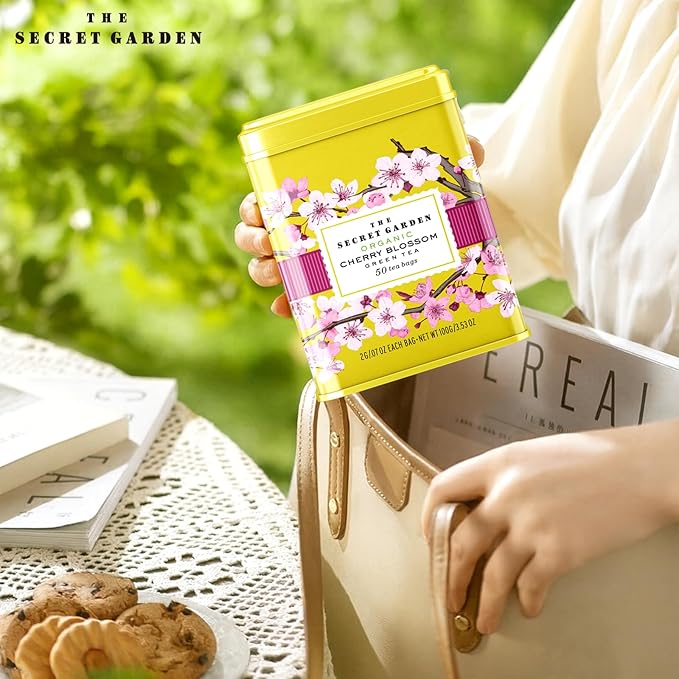 Life Plus Style Gourmet The Secret Garden Organic Cherry Blossom Green Tea 50 Tea Bags Sakura Sugar Free Rich in Antioxidants Supports Heart Health Boosts Immunity Promotes Healthy Skin and Hair
