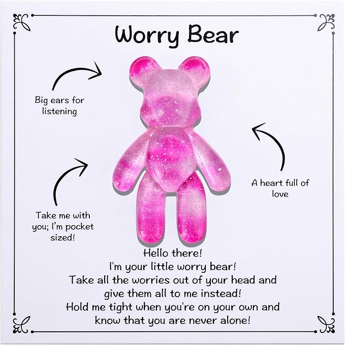Pocket Bear Hug, Anxiety Relief Gifts for Men Women, Mental Health Positivity Gift, Autism Fidget Gifts, Stress Relief Gift for Her, Back to School Reminder of Comfort, Galaxy Pink