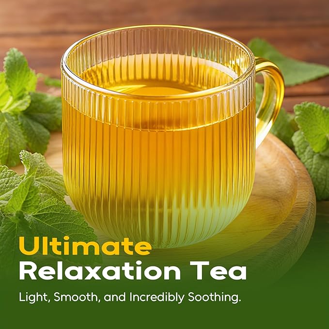 FullChea - Lemon Balm Tea Bags, 100 Count - Pure & Natural Dried Lemon Balm Leaves - Melissa Officinalis - Caffeine-free Herbal Tea for Relaxation - Non-GMO