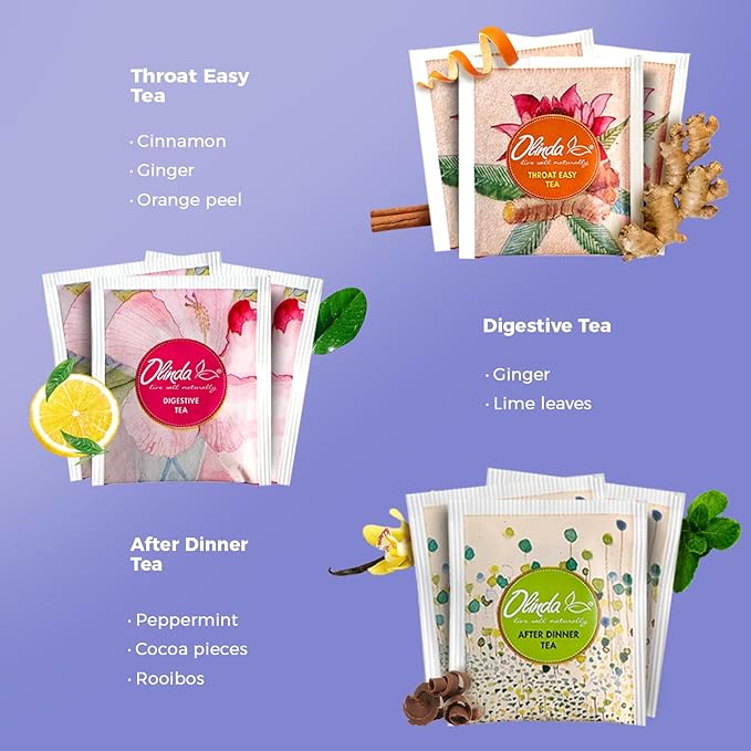 Olinda Relax Tea Sampler Herbal Gift Box 45 Count Assorted Organic Wellness Tea Set 9 Calming Herbal Tea Bags Thoughtful Variety Pack for Stress Relief & Sleep Caffeine Free Birthday Gift for Women