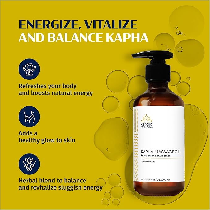 Kerala Ayurveda Nourishing Herbal Body Massage Oil | Tamarind Leaf and Ginger extracts Rich | Revitalizing Oil | Ideal for Balancing Kapha Dosha | Kapha Massage (Dharani) Oil - 6.8 Fl Oz