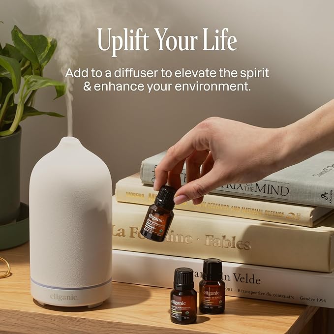 Cliganic Organic Aromatherapy Essential Oils Gift Set (Top 8 - The Iconics), 100% Pure - Peppermint, Lavender, Eucalyptus, Tea Tree, Lemongrass, Rosemary, Frankincense & Orange